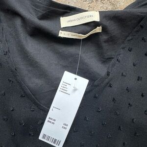 Urban Outfitters Swiss Dot Textured Babydoll Dress in black